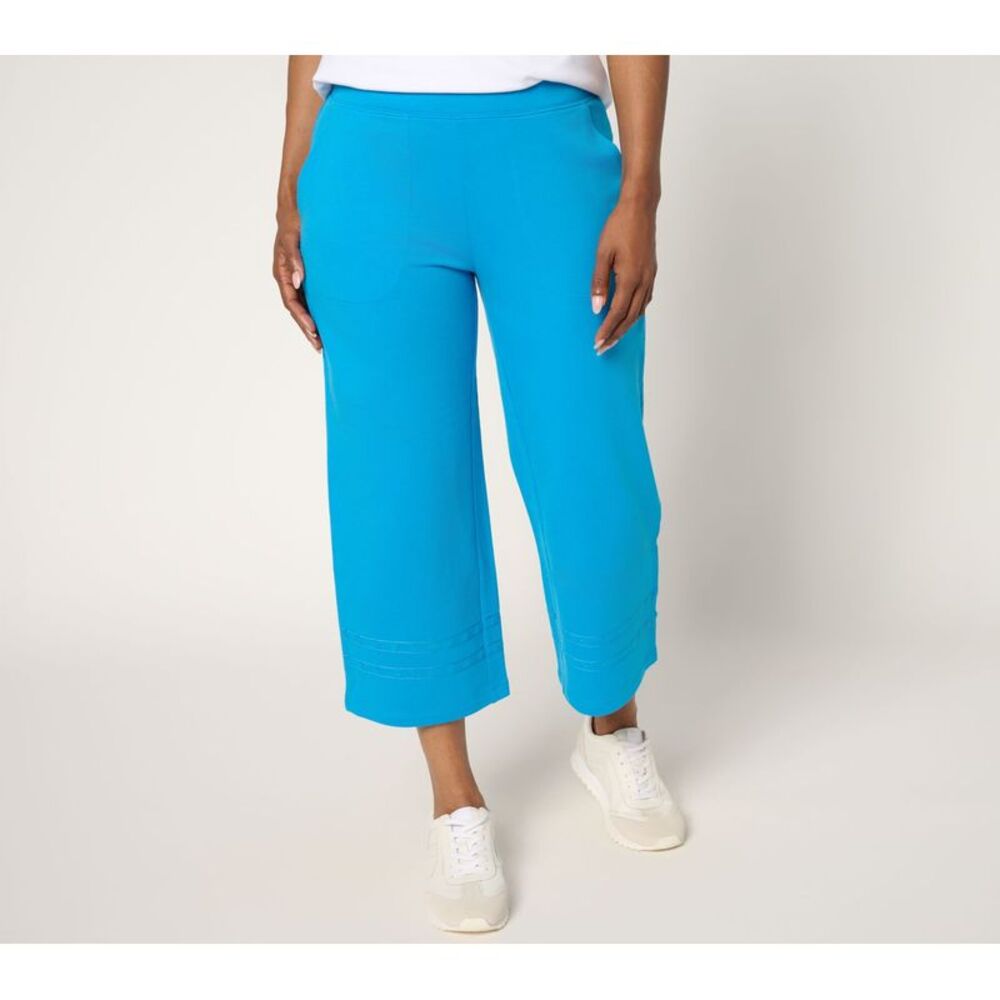 Wacoal Women's Pants Sz S Denim & Co. Active French Terry Crop Pant Blue A692781